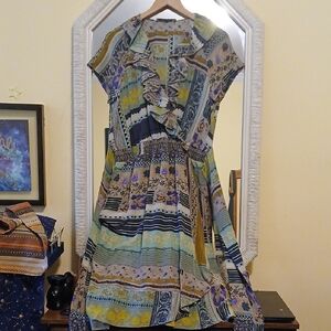 Etro Blue and Yellow High Low Dress